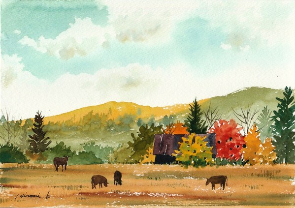 秋の牧場
