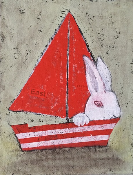舟に乗ったウサギ
