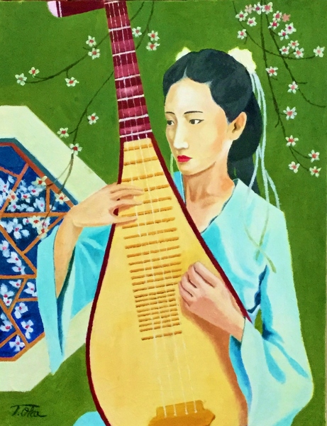 中国琵琶を弾く女性