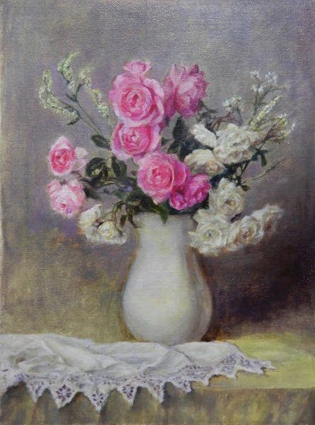 白磁 花瓶 花々