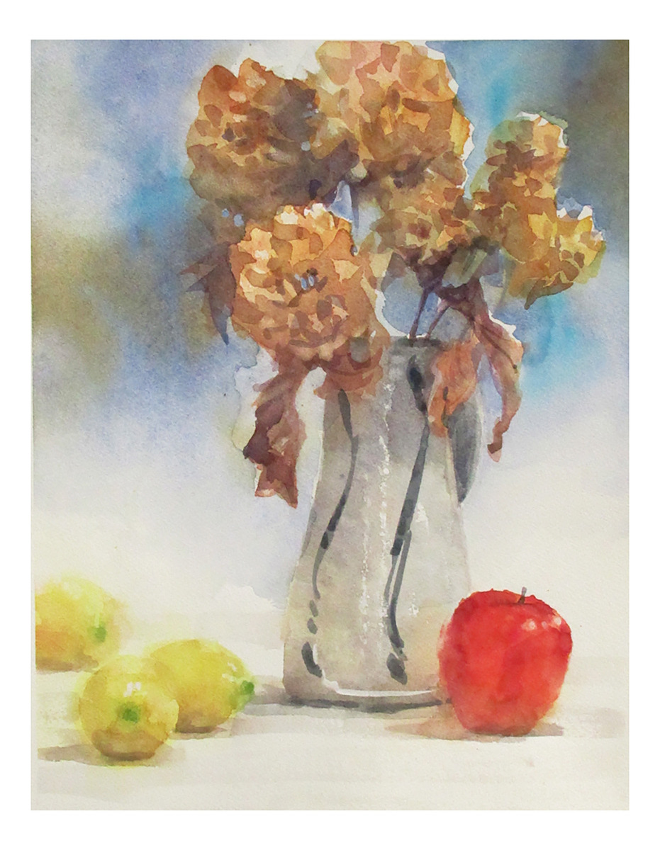 ドライフラワーのある静物