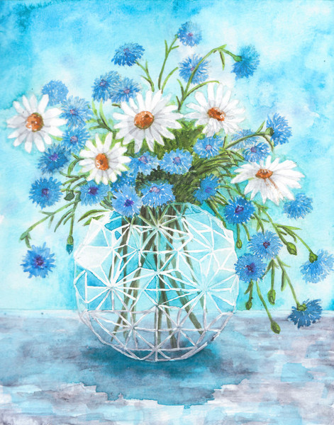 静物画「花とガラスの花瓶」[TAMI] | ART-Meter