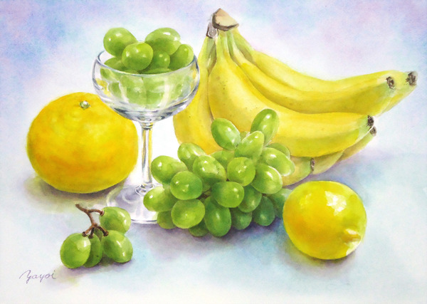 黄色と緑の果物