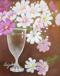 グラスの秋桜