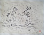 鳥獣人物戯画 猿と兎