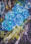 青のバラの花