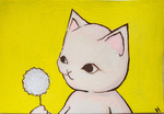 ふわふわたんぽぽとネコ