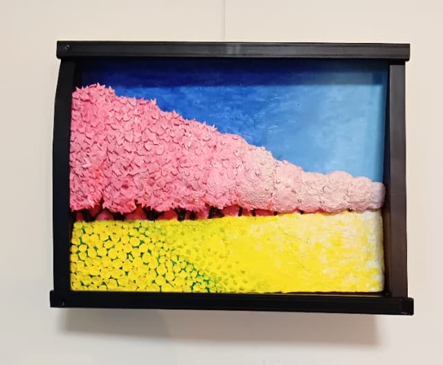 「権現堂公園の桜と菜の花」(3D絵画)