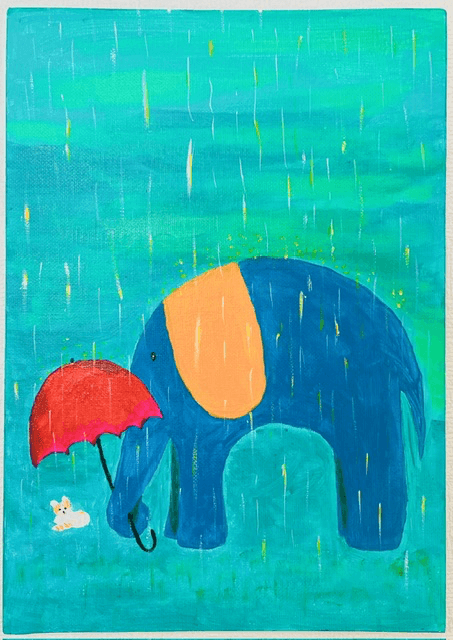 雨の日の象