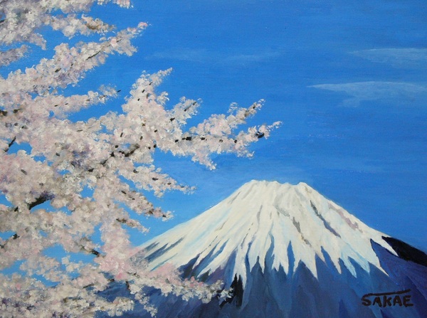 油絵 絵画 【桜並木と富士山】 油絵 絵画 【桜並木と富士山】 絵画 HR 通販 15414867｜Creema