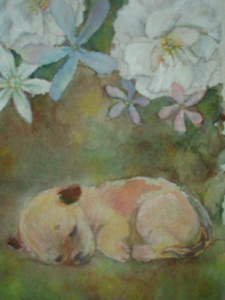 高級感 犬と花」 by 千草々｜Artmeter｜暮らしを彩るアートが、きっと アートフラワーアレンジメント