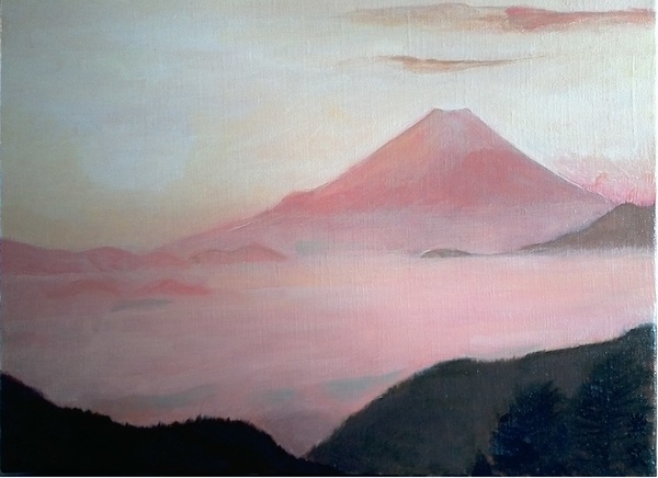 夕焼けの富士山