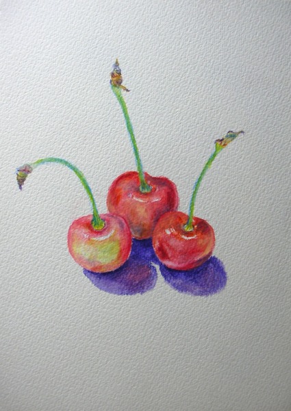 静物画 さくらんぼ3つ 池田 菜摘 Art Meter
