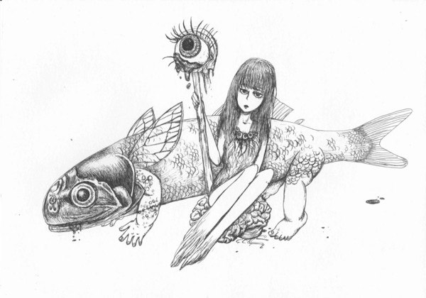 歩く魚と女