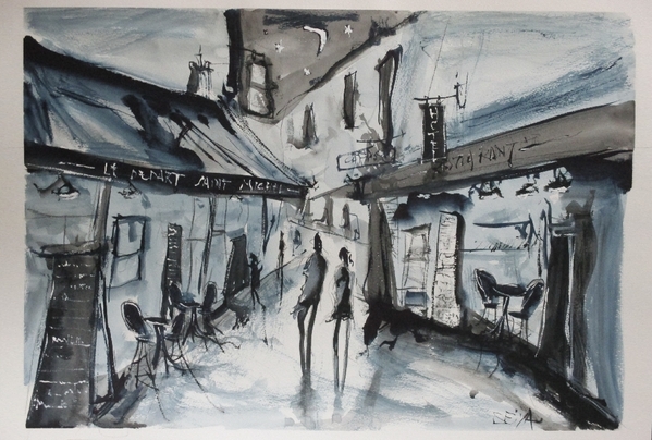 夕暮れのパリカフェ