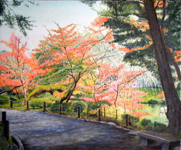油絵 油彩 油彩画 絵 絵画【紅葉の川】 | HIROSHI1990