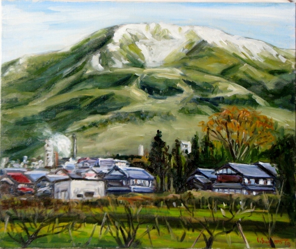 油絵冠雪伊吹山