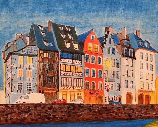 油絵アムステルダム風景