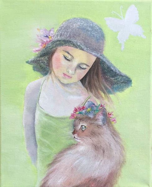 花冠の猫と少女