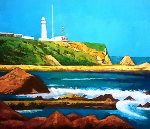 絵画 油絵 風景画 犬吠崎灯台 ミニ美 絵画 油絵 風景画 犬吠埼灯台 ミニ