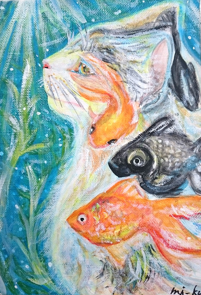 金魚三毛猫