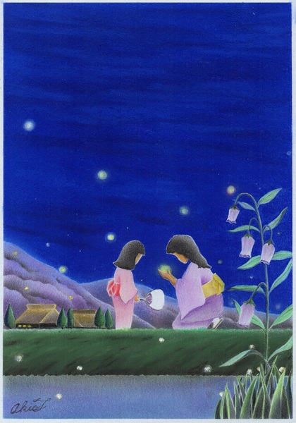 油絵 絵画 原画『夢蛍』 絵画 油絵 原画『夢蛍』