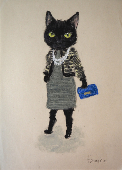 イラスト画 おしゃれな黒猫 ふるしょうまいこ Art Meter