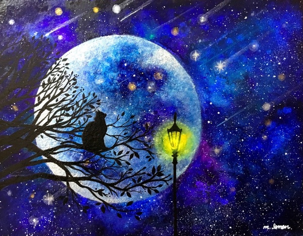 空想 幻想画 月に明かす 三日月レモン Art Meter