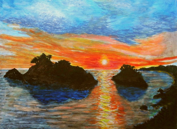 日没前の海辺