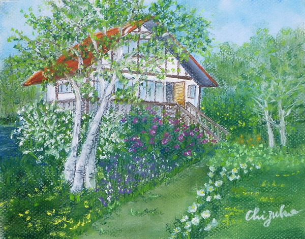 風景画「白樺のある家」[chizuko]  ART-Meter