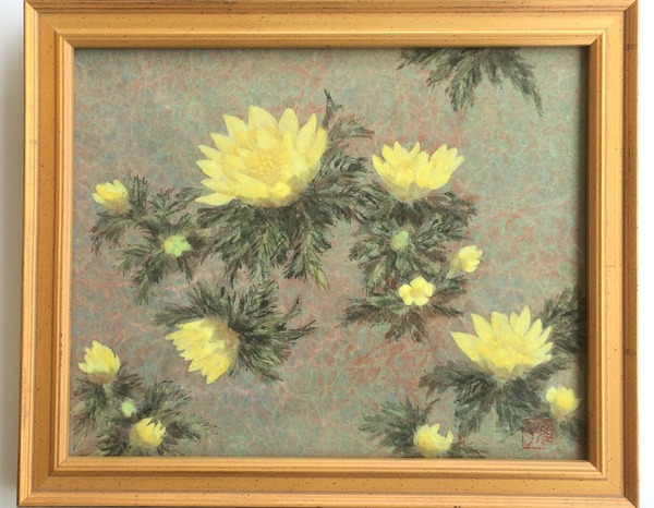 絵画 インテリア 絵 油絵 F4-091416 花 福寿草 絵画 インテリア絵油絵F4-091416花 (福寿草）