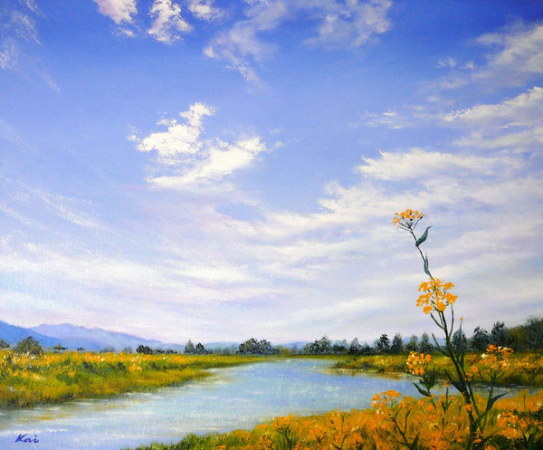 風景画 春の風景 川 Kai Art Meter