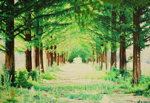 油絵 油彩 油彩画 絵 絵画 【春のトンネル】 油絵 油彩 油彩画 絵 絵画【春のトンネル】