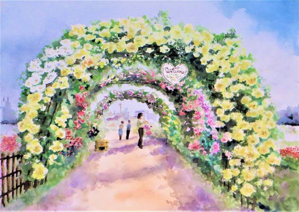 自作 水彩画 薔薇
