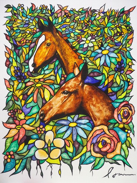 Flower and horse 001