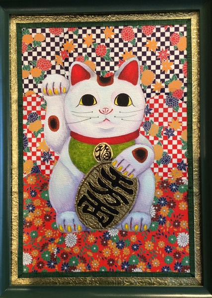 招き猫　油絵