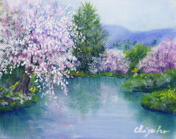 風景画 水辺の桜 Chizuko Art Meter 風景画 水辺の桜 Chizuko Art Meter