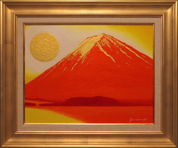お礼や感謝伝えるプチギフト- 1992年•日本画「赤富士」画•寸 8号