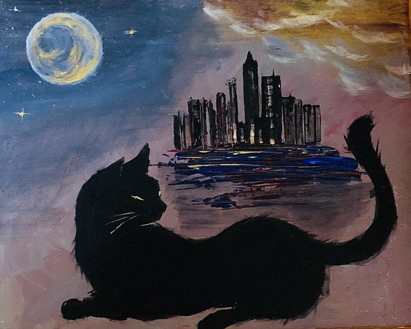 黒猫と夜景