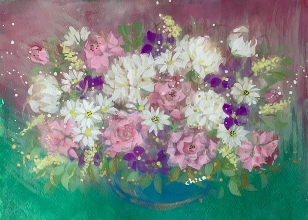復興支援画 花手毬 Chico Art Meter
