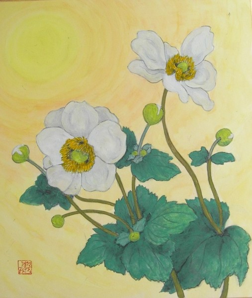 売れ筋割引品 絵画 水彩画 シュウメイギク 美術品 アンティーク Baler Gov Ph