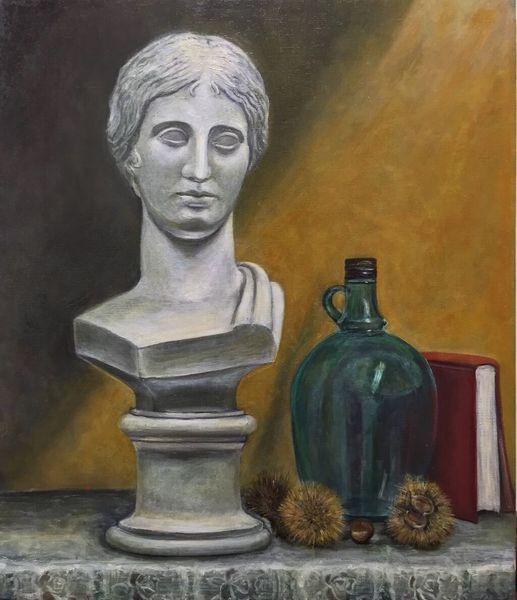 石膏像がある静物画