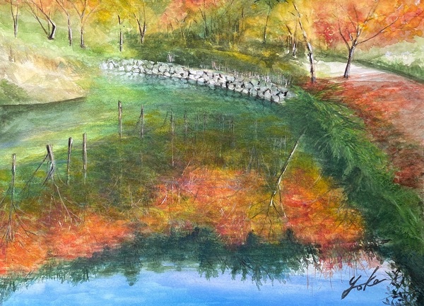 風景画 水面に映る紅葉1 陽子 Art Meter 風景画 水面に映る紅葉1 陽子 Art Meter