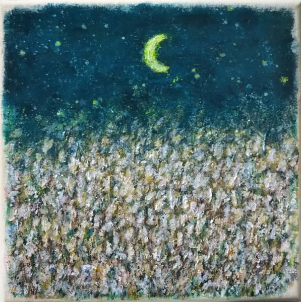 油絵 絵画 【ススキの橙色月】 ススキの橙色月】#油彩画 #芸術 #油絵 #絵 #アート #oilpainting