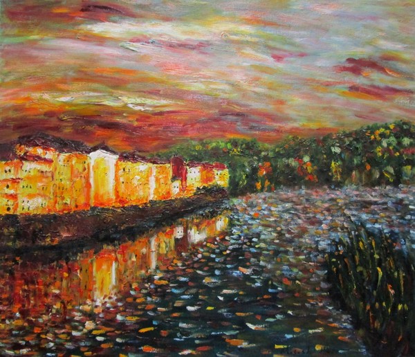 アルノ川の夕景」 by 月夜の散歩｜Artmeter｜暮らしを彩るアートが