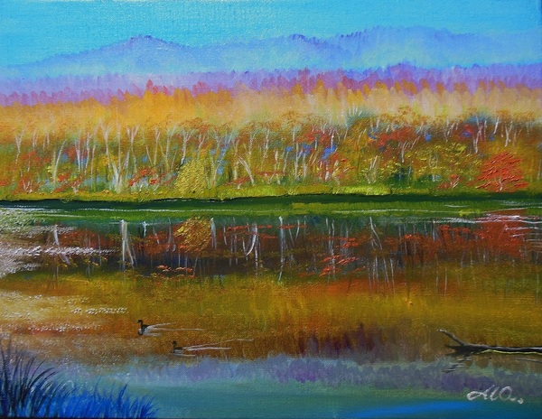 COOL画「紅葉を湖面に映す」[渡辺 正重] | ART-Meter