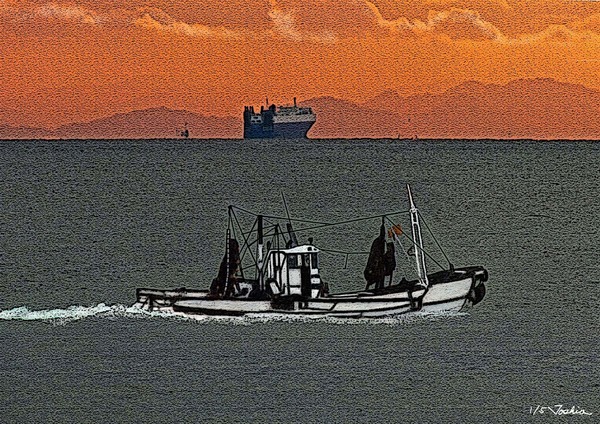 漁船 (1/5)」 by ハンサムブースカ｜Artmeter｜暮らしを彩るアートが