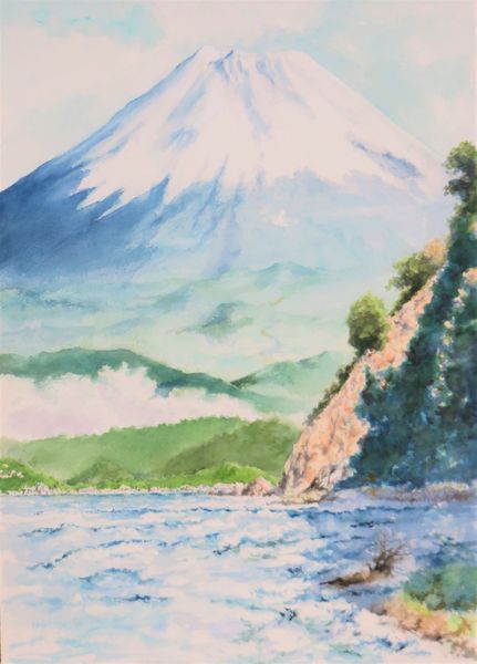 断崖と富士