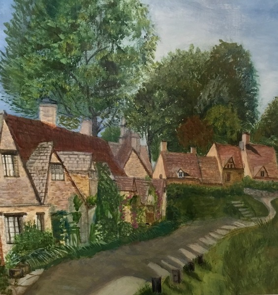 建造物画 石造りの家 Motoko Art Meter