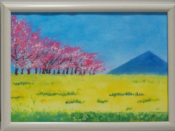 風景画 菜の花畑と桜 うえだりな Art Meter